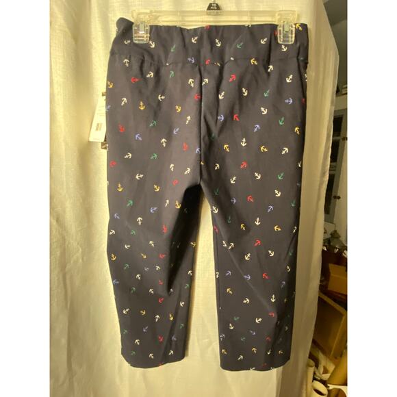 Zac & Rachel women’s dk blue with multi colored anchors crop pants size 6P - Picture 8 of 13